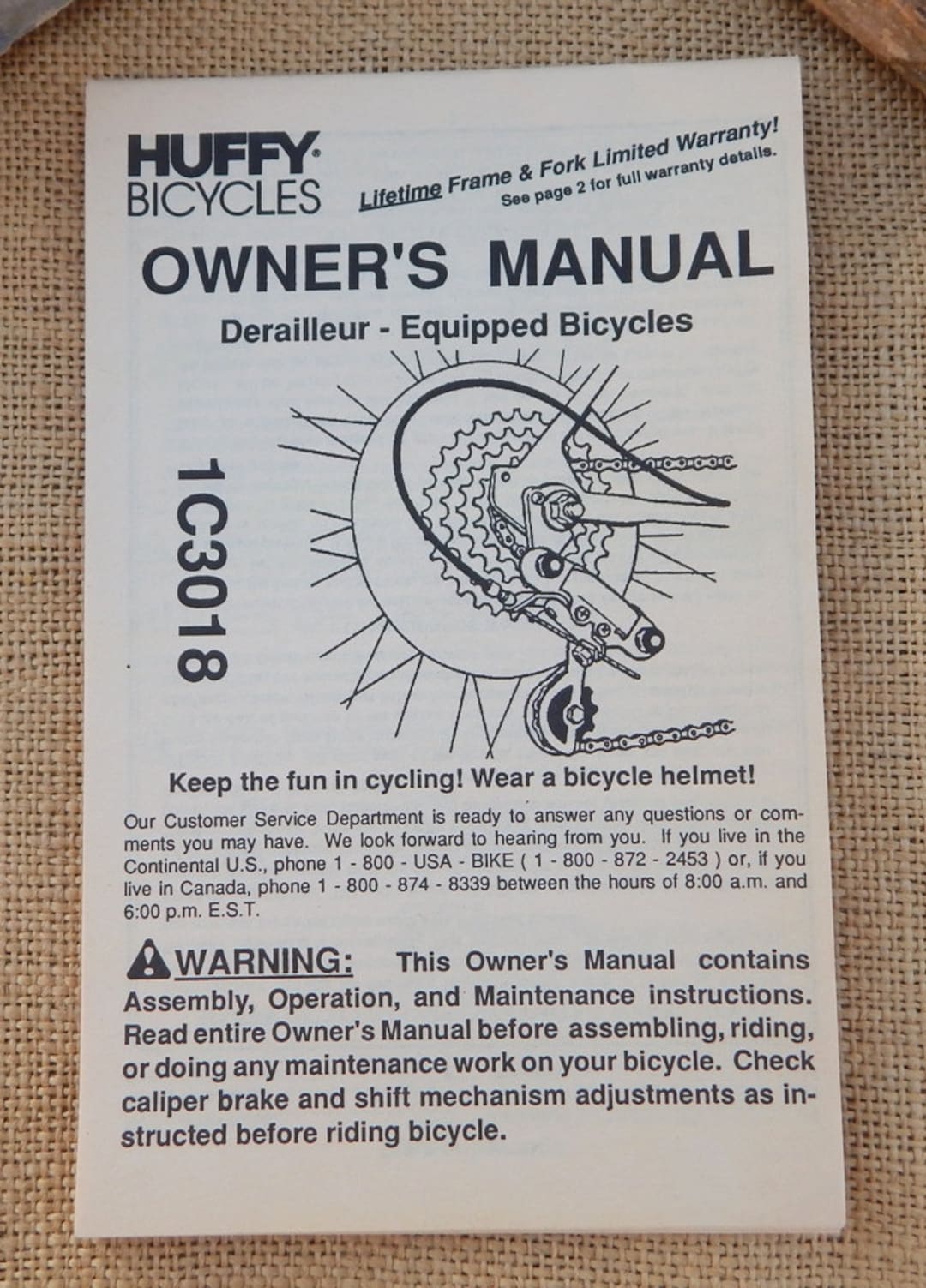 HUFFY Bicycles Owner's Manual / 1991 HUFFY Bicycles Etsy UK