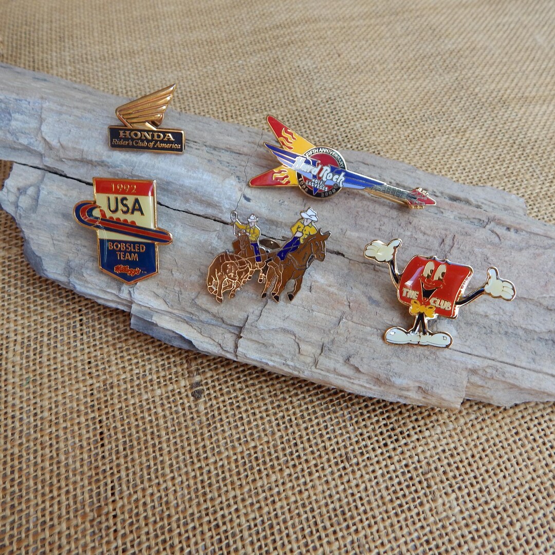5 Misc Hat or Lapel Pins ~ Hard Rock Hotel Las Vegas Pin ~ Honda Rider ...