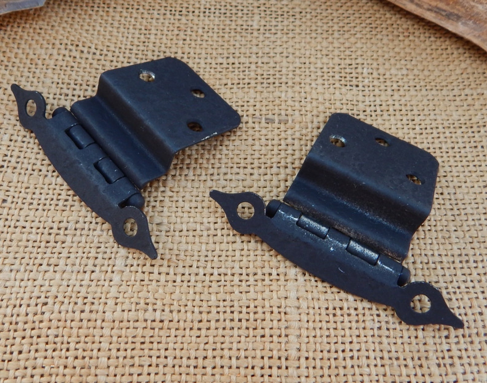 2 Hammered Colonial Style Door Hinges / Black Matte Etsy