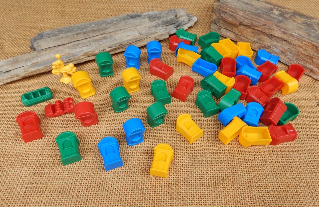 51 Monopoly Jr. Game Pieces Bold Colors for Crafting, Found Object Art