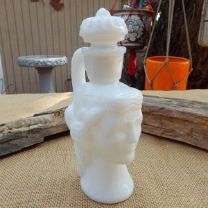 AVON Milk Glass Grecian Pitcher Decanter / AVON Grecian Pitcher Milk Glass Decanter / Skin So Soft Bath Oil / Milk Glass Bottle image 1