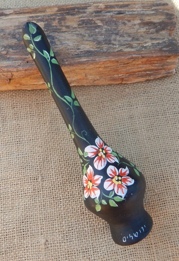 Hand Painted Floral Bud Vase  /  Black Floral Bud Vase  /  Pink Flower Bud Vase  /  Black and Pink Bud Vase  /  Black and Pink Flower Vase