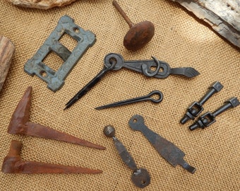 Rustic Lot of Misc Hardware Made in Mexico ~ 10 Misc Lot of Mexican Hardware  ~  Rustic Mexican Hardware ~ Found Object Art  ~ Rustic Mexico