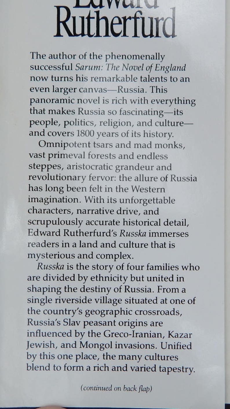 Russka / Fiction / Edward Rutherfurd / Copyright 1991 image 3