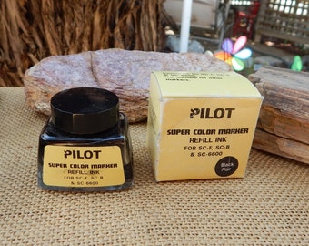 1960's  PILOT Ink Bottle In Box  /  Vintage Pilot Ink Bottle In Box  /  Pilot Super Color Marker Refill Ink Bottle in Box  /  Old Ink Bottle