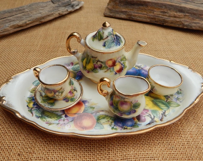 Miniature English Tea Set / Fruit Blossoms Leaves Pattern Etsy