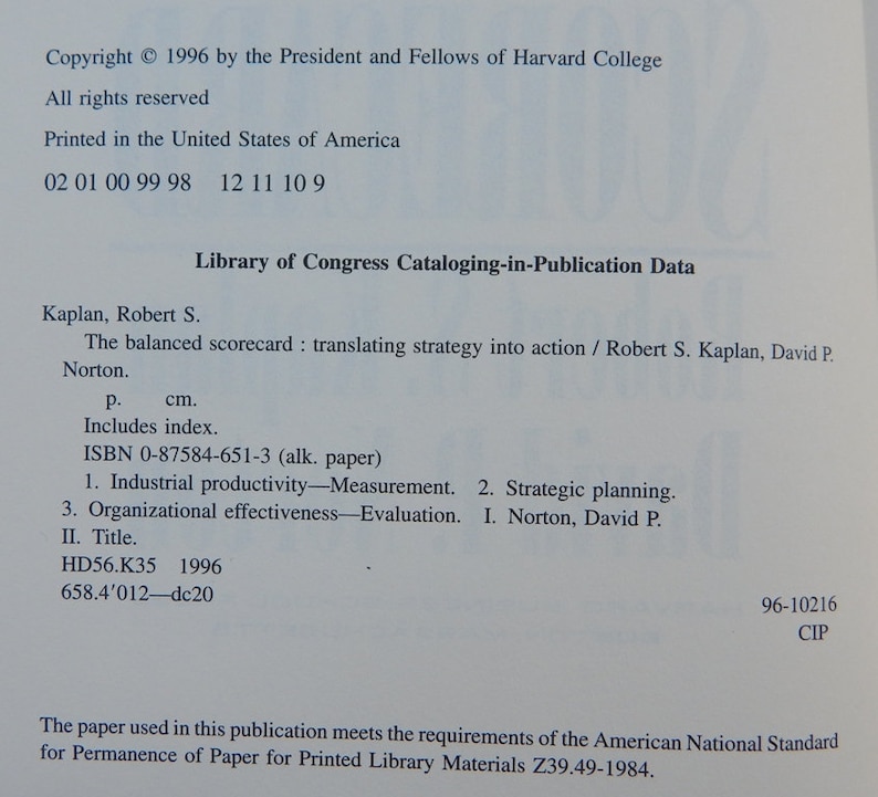 The Balanced Scorecard / Robert S. Kaplan and David P. Norton ...