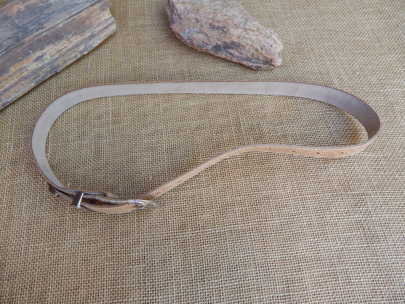 Western Style Belt with Silver Metal Floral Buckle ~ Man Made Material ~ New Old Stock Western Style Belt ~ Waist (Hole) Sizes 22" ~ 33" image 5