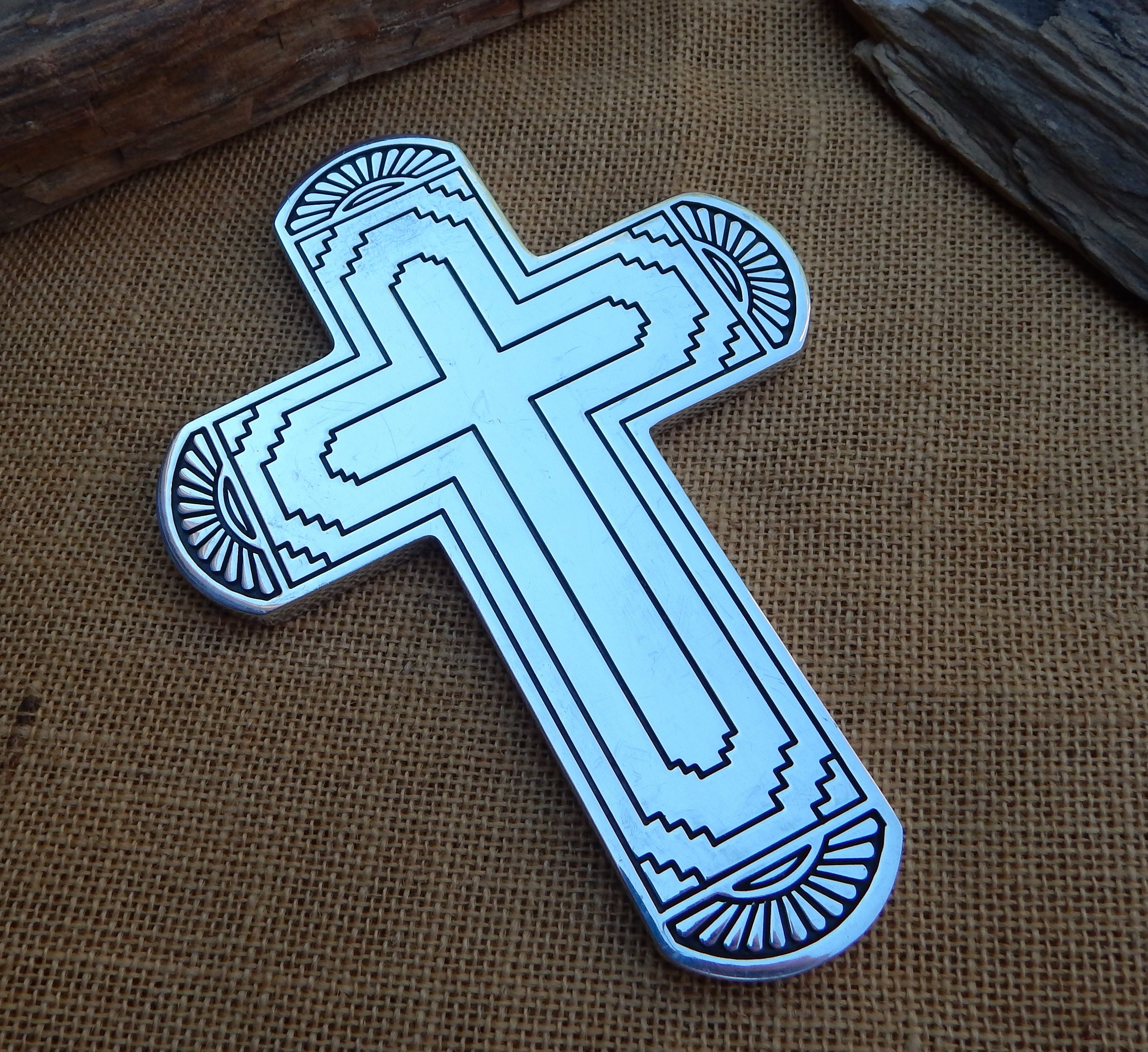 Southwest Design Silver and Black Wall Cross / Wall Cross Etsy