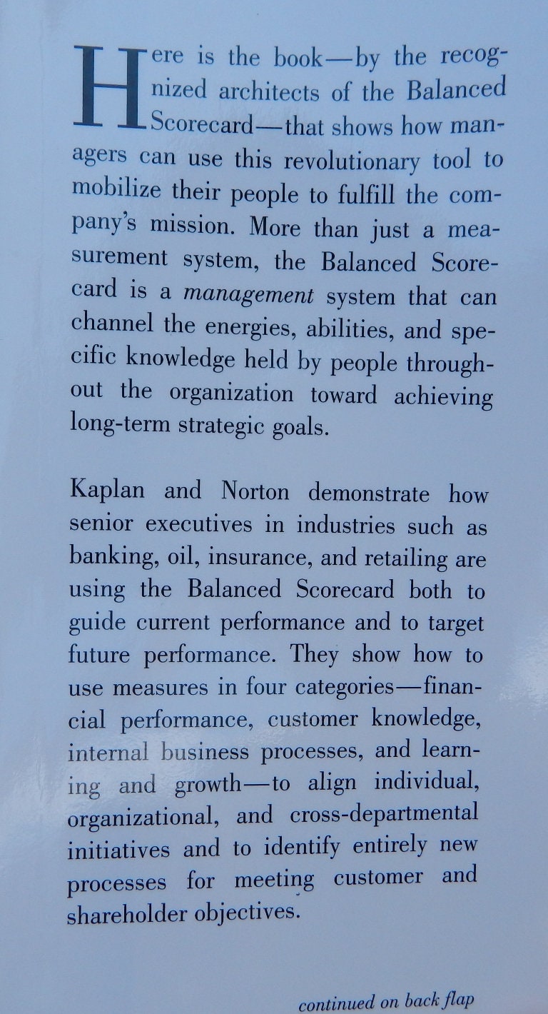 The Balanced Scorecard / Robert S. Kaplan and David P. Norton ...