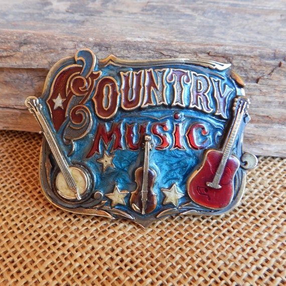 1982 Enameled Country Music Buckle ~ Serial Number H919 1982 Enameled Country Music Buckle ~ Serial Number H919