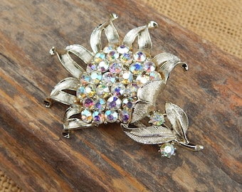 Large Coro Rhinestone Flower Brooch  /  Vintage Rhinestone Flower Brooch  /  Coro Sunflower Brooch  / Large Coro Flower  /  Coro Sunflower