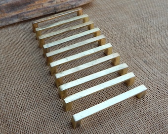 10 Brushed Metal Pulls ~ Gold Finish  /  Unmarked Brushed Metal Pulls  /  4 3/8&quot; Gold Finish Brushed Metal Pulls  /  Salvaged or Reclaimed