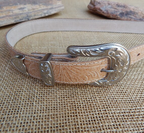 Western Style Belt With Silver Metal Floral Buckle ~ Man  display picture 3