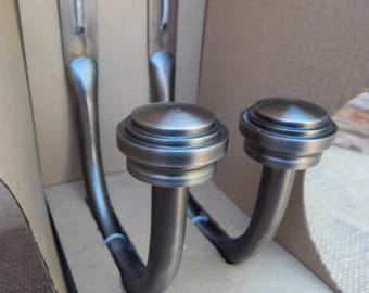 Allen + Roth Curtain Holdbacks  ~  Brushed Pewter Finish with Round Layered Finials  ~  New and Unused   ~  Model #0774454