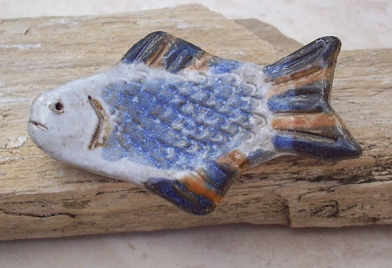 Clay Fish Brooch  /  Large Handmade Pottery Fish … - image 2