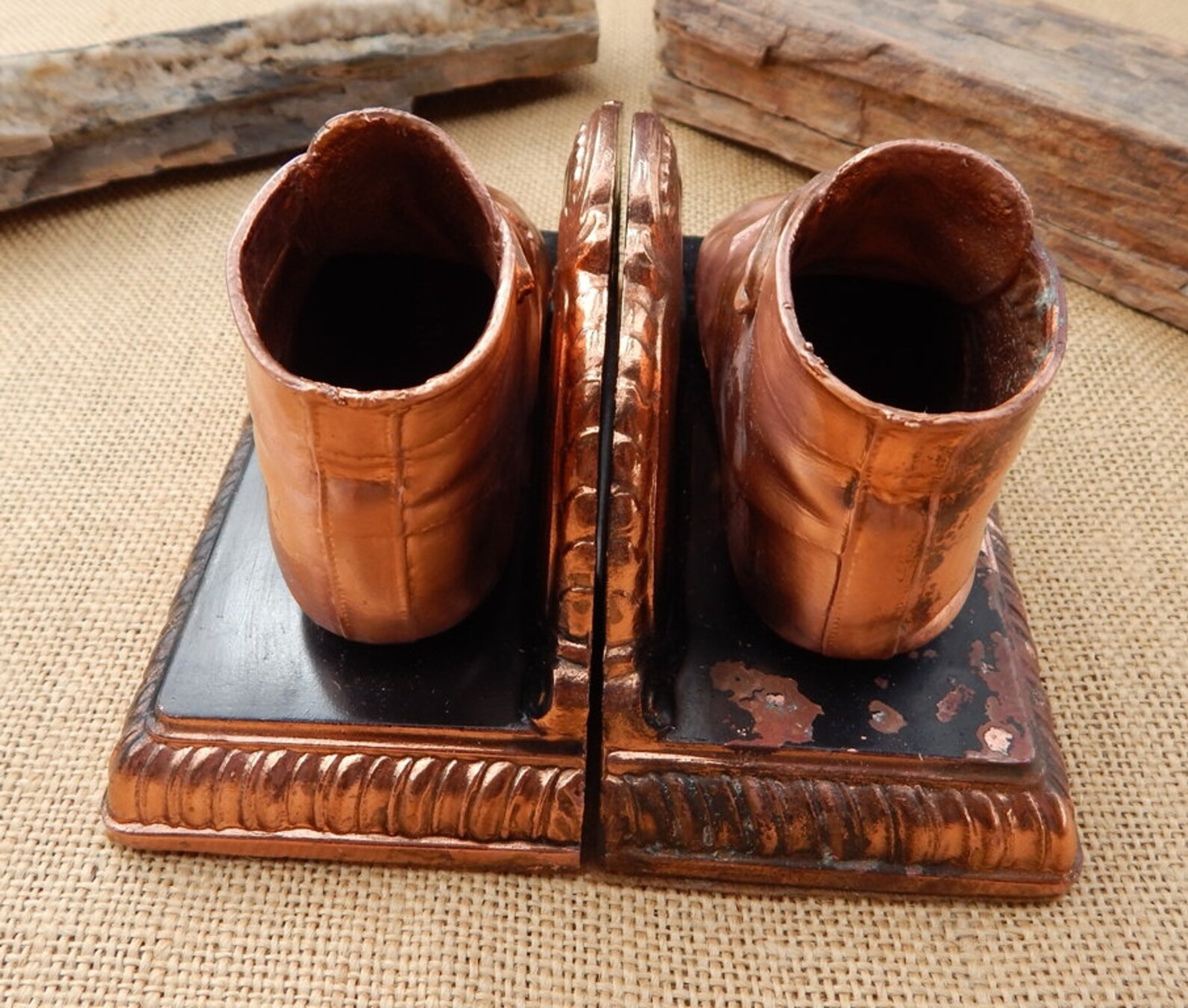 Copper Baby Shoe Bookends / Bronze Baby Shoe Bookends / Mid Etsy