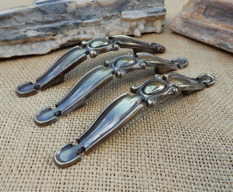 3 National Lock Co Antique Brass Pulls Antique Brass Cabinet Handles Antique Brass Drawer Handles NOS National Lock FREE SHIPPING