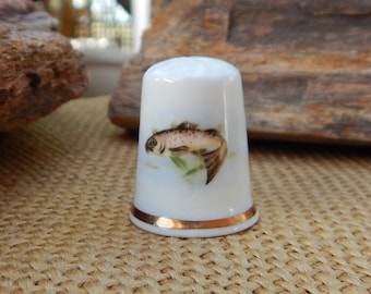 Speckled Trout Thimble  /  Trout Thimble  /  Elizabethan Fine Bone China Thimble Made in England  /  Elizabethan  Thimble