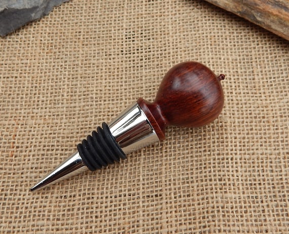 Dark Wood Ball Wine Bottle Stopper  /  Wood Ball with Finial Wine Bottle Stopper  /  Wood Ball with Finial Bottle Stopper