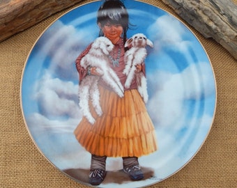 Penni Anne Cross &quot;Navajo Nanny&quot; Collector&#39;s Plate  /  Penni Anne Cross Collectors Plate  /  Navajo Nanny Numbered 1210/7500 / Girl & 2 Lambs