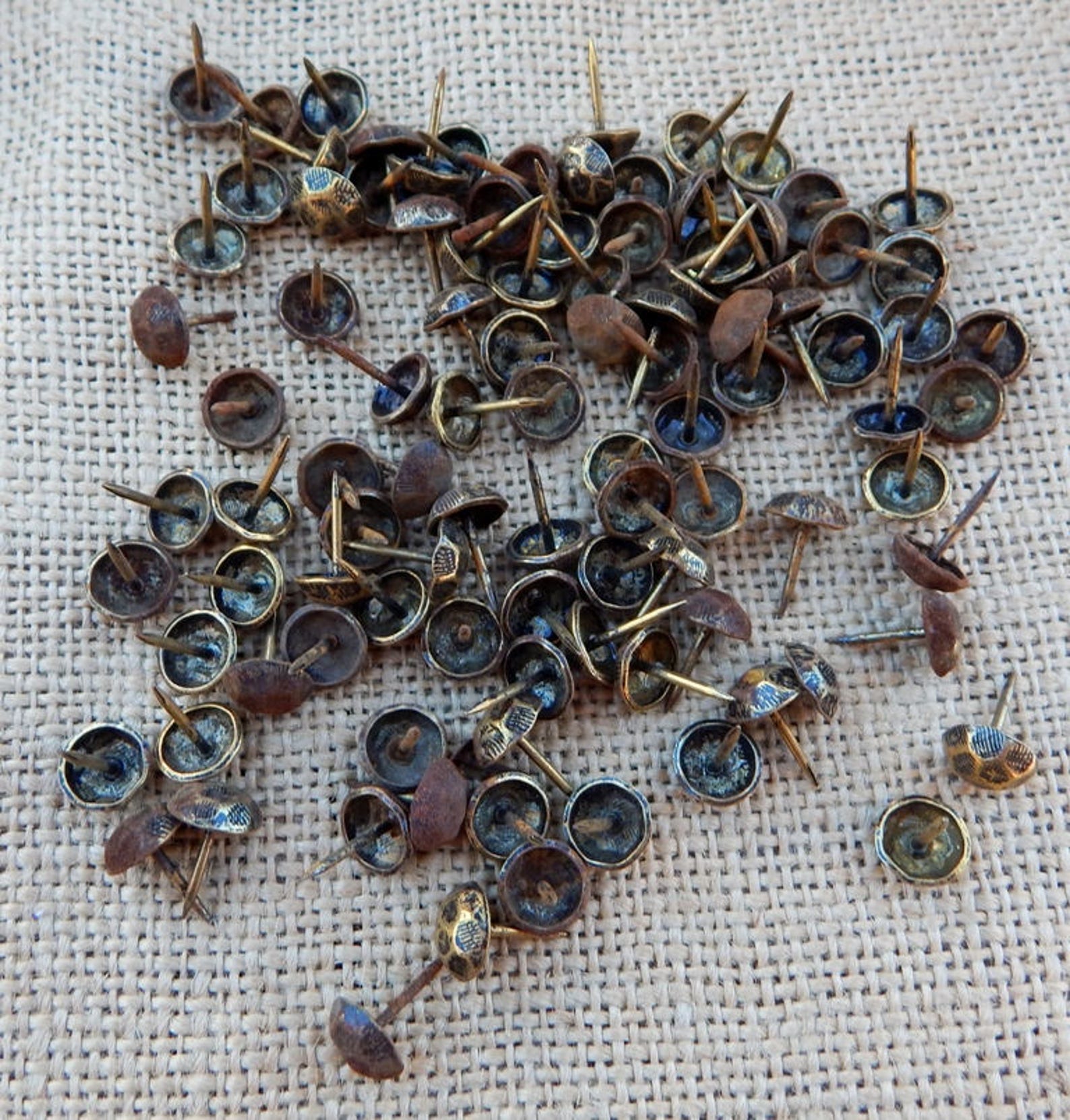 Brass Upholstery Tacks / 101 Brass Upholstery Brads / Etsy