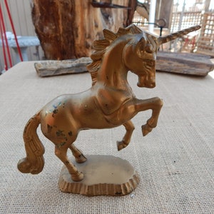 Solid Brass Unicorn  /  Solid Cast Brass Unicorn  /  Brass Unicorn Figurine  /  Fantasy Figurine  /  Painted Brass Unicorn  /  Brass Unicorn