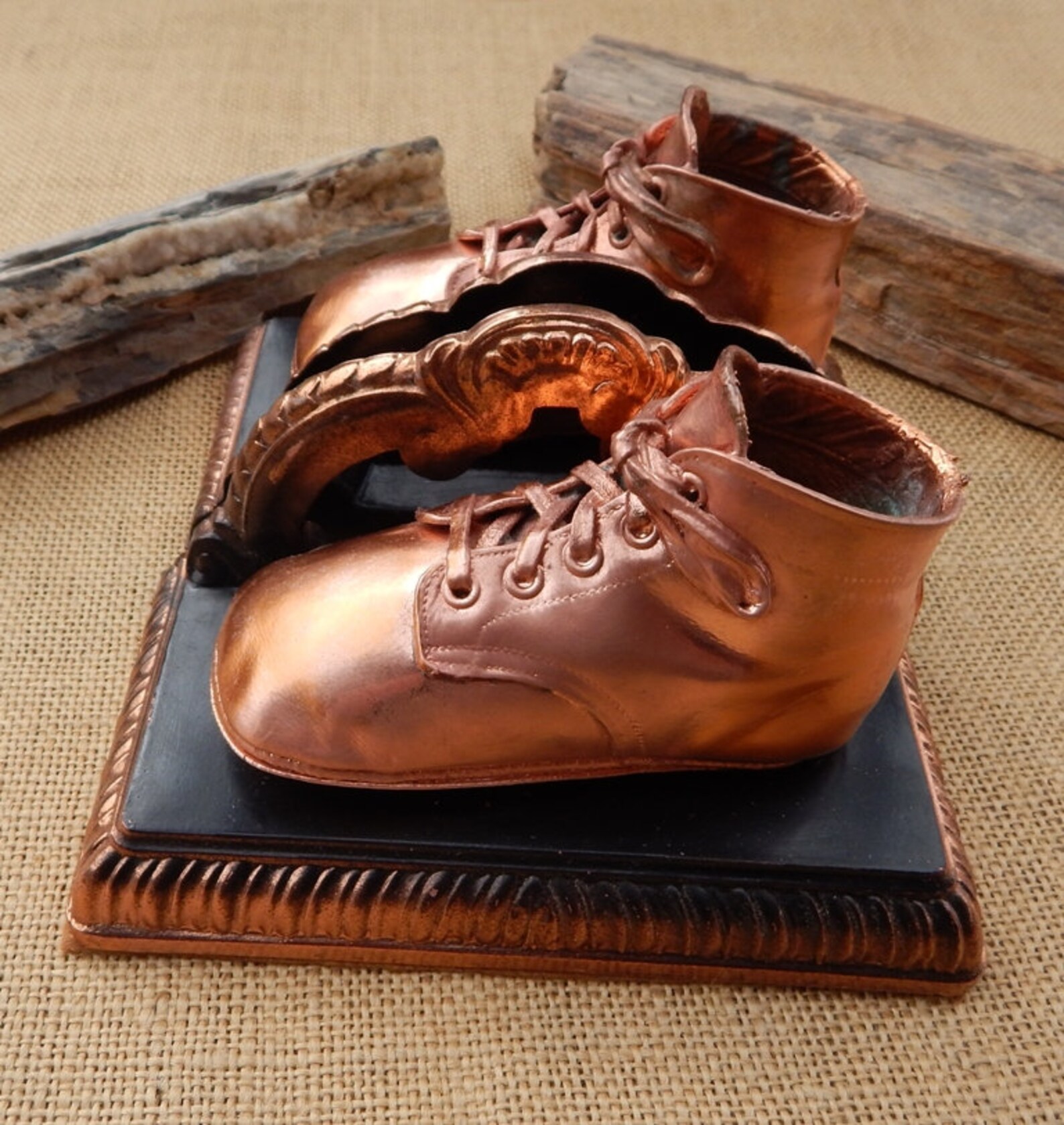 Copper Baby Shoe Bookends / Bronze Baby Shoe Bookends / Mid Etsy