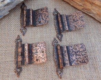 ONWARD Copper Hinge Set Of 2 VINTAGE Hardware NOS Hammered Strap Hinge With Screw Original Package