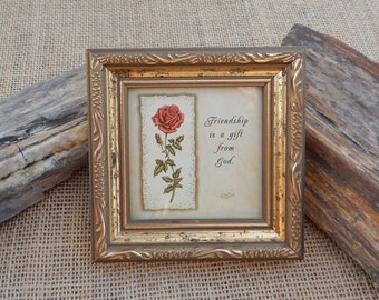 Small Framed Friendship Sentiment  /  Framed Floral Friendship Sentiment  /  2000 Heartfelt Inc Framed Friendship Sentiment  /  Friend Gift