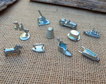 10 Monopoly Game Tokens  ~  10 Monopoly Game Pieces  ~  Monopoly Tokens for Crafting  ~  Monopoly Replacement Pieces  ~  Old Monopoly Tokens