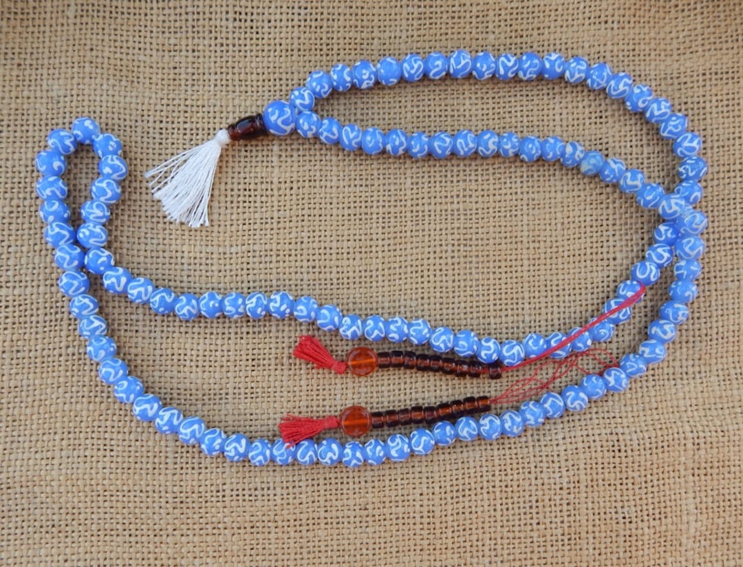 Glass Prayer Beads / Blue and White Glass Prayer Beads / Blue and White
