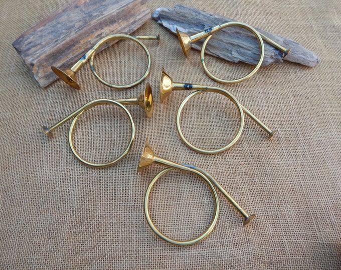 5 Small Decorative Solid Brass Bugles Made in India / Five 7 1/2 Brass