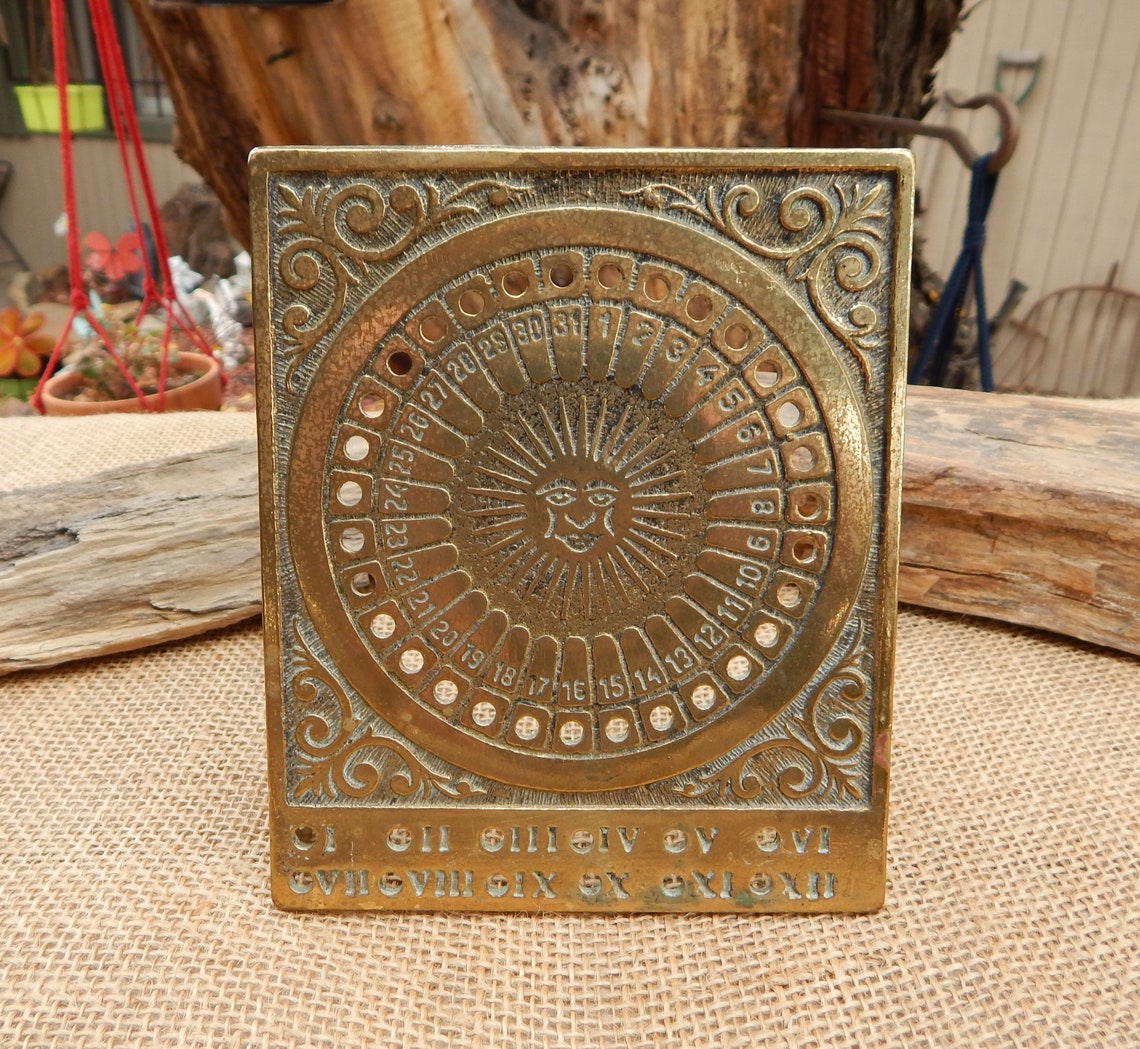 Brass Perpetual Calendar / Brass Perpetual Sun Calendar / Etsy