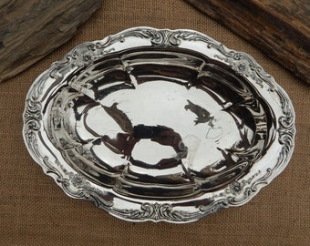 Towle Oval Serving Dish  /  Towle Silver Plated Oval Serving Dish  /  11 1/2" x 8 1/4" Towle Silver Plated Floral Bowl   /  Large Towle Dish