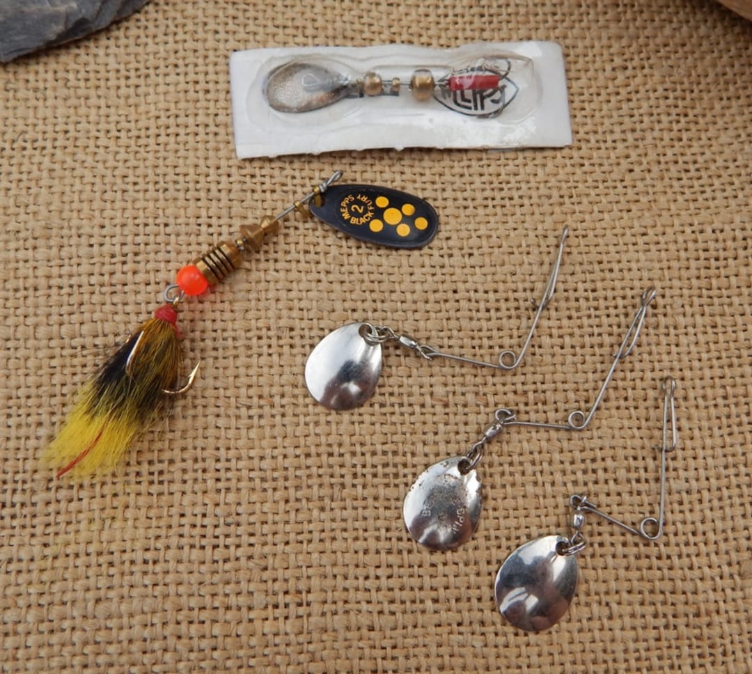 5 Vintage Fishing Lures / Vintage Fishing Lures / 1 MEPPS Black Fury / 1  MEPPS Balzer / 3 Beetle Spin 2 / Vintage Lure Lot -  Denmark