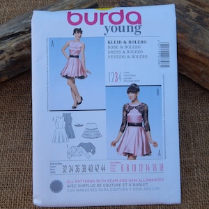 Burda Young 7308 Dress Pattern   /  Burda Young Dress & Bolero Pattern  /  Sizes 6-8-10-12-14-16-18  /  Sassy Dress Pattern