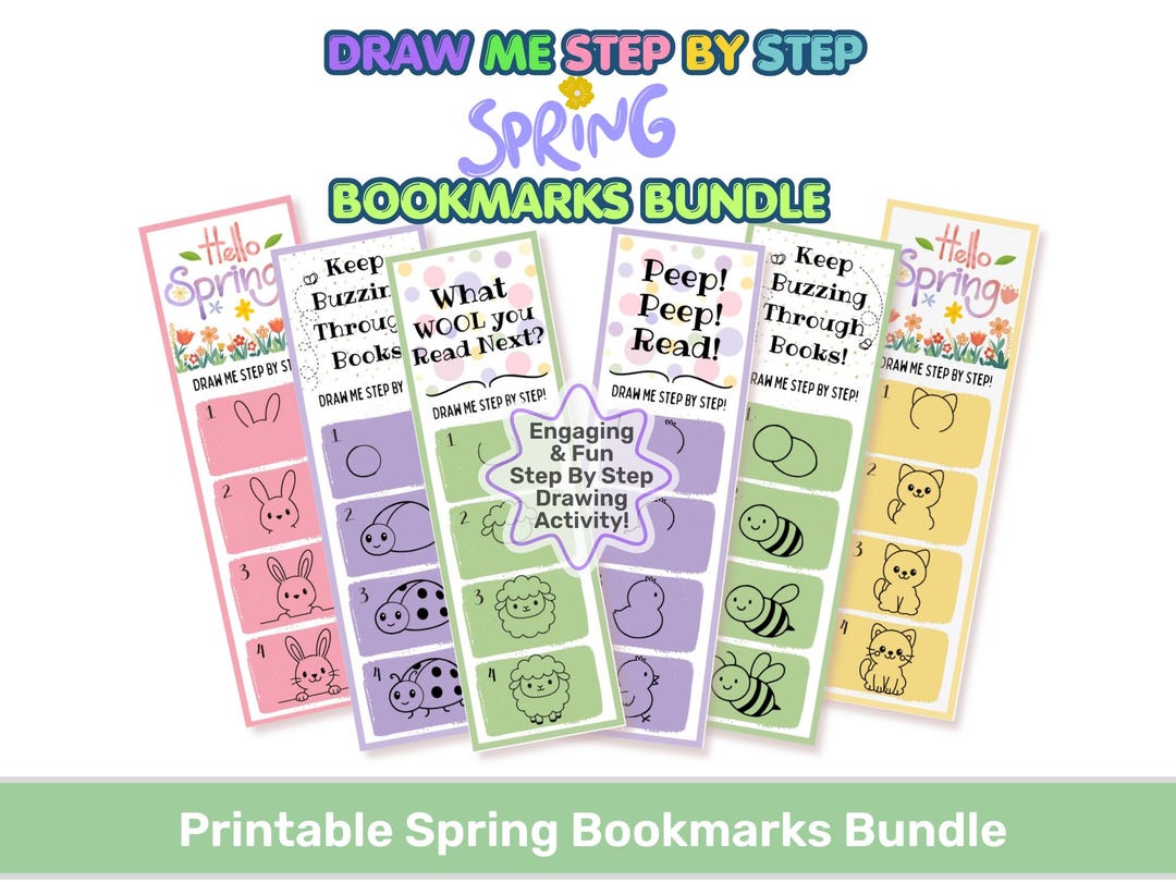 Spring Bookmarks Diy Printable Spring Bookmarks Bundle • Draw-your-own • Classroom Craft ...