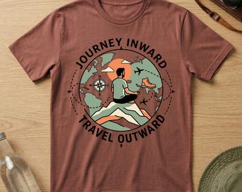 Camiseta "Viaje interior, viaje exterior", camiseta gráfica "Apasionado por los viajes conscientes"