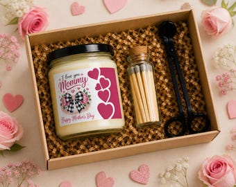 Scented Soy Candle Gift Set with Wick Trimmer, Minimalist Self-Care Box