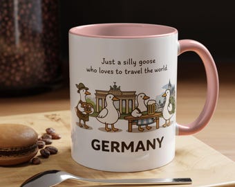 Taza de viaje Silly Goose Germany, taza de café Wanderlust, regalo divertido para las vacaciones