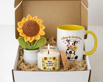 Caja de regalo para el Día de la Madre, juego de velas en forma de taza con girasol, recuerdos para mamá