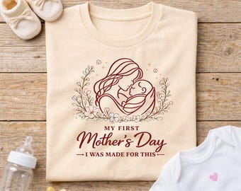 Camiseta infantil "Mi primer Día de la Madre" con estampado floral, regalo suave para el posparto.