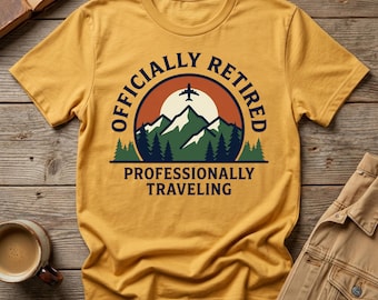 Camiseta de viaje profesional oficialmente jubilada, camiseta vintage de aventuras