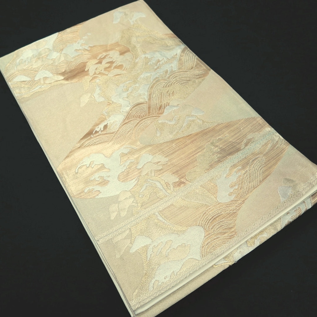 Fukuro Obi Vintage(1950-1980) Gold Silver Wave Silk BB320V8 - Etsy