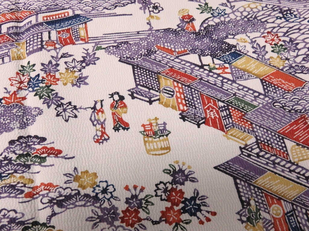 FF2615B Silk Kimono Fabric Vintage(1950-1980) Landscape