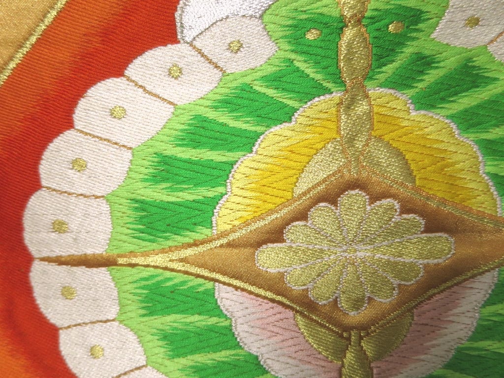 Fukuro Obi Vintage(1950-1980) Gold Orange Butterfly Silk BB7W1 - Etsy