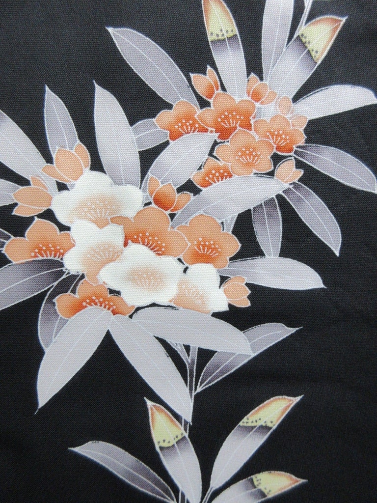 No.1228 VINTAGE 古着 アウター ジャケット 花柄 ボタニカル柄 Haori Jacket Vintage(1920-1950) Purple Chrysanthemum Silk