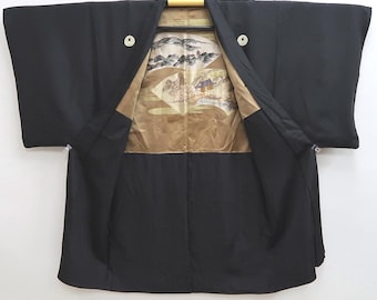 アクセサリー haori Men's Haori Vintage(1950-1980) Black Mt. Fuji Dragon Tiger