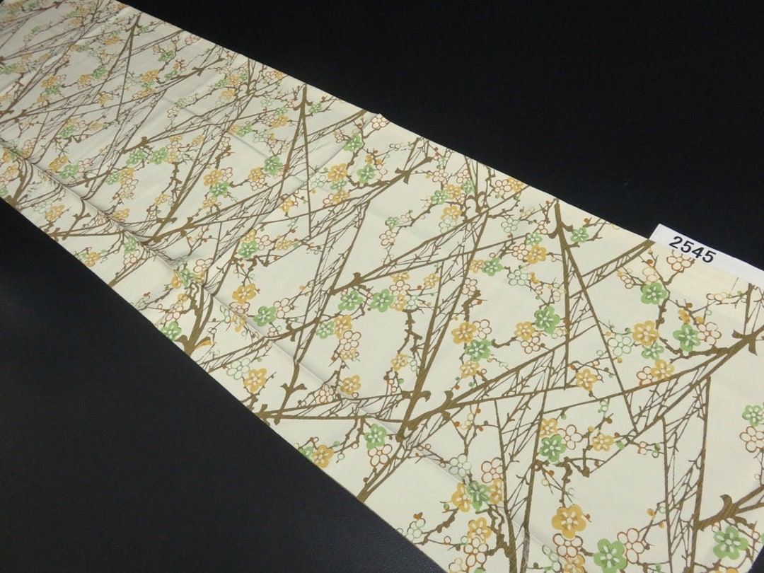FF2545B Silk Kimono Fabric Vintage(1950-1980) Plum Blossom